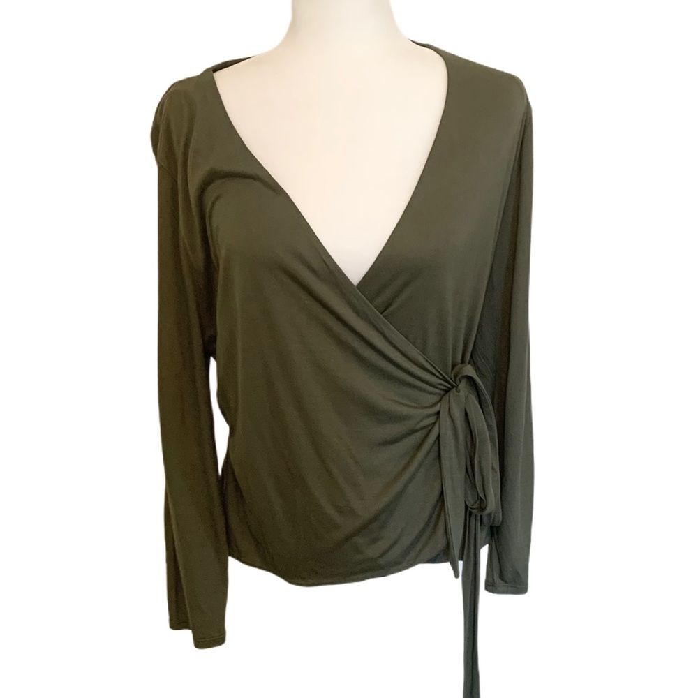 J. Crew Wrap and Tie Top earth Green